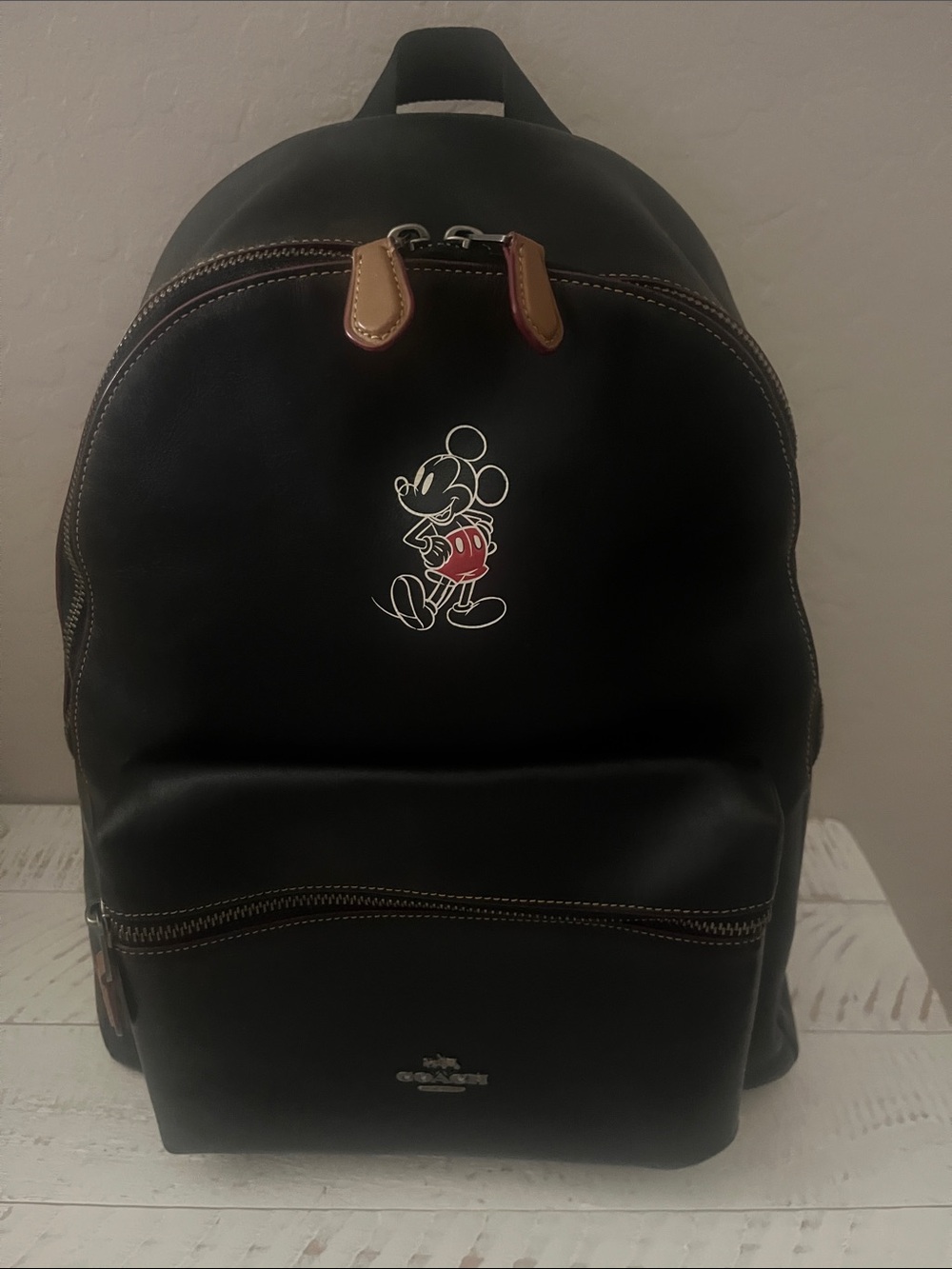 Coach Black Leather Backpack Limited Edition Mickey Mouse